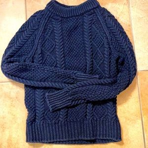 LL Bean indigo cotton cable knit sweater XS